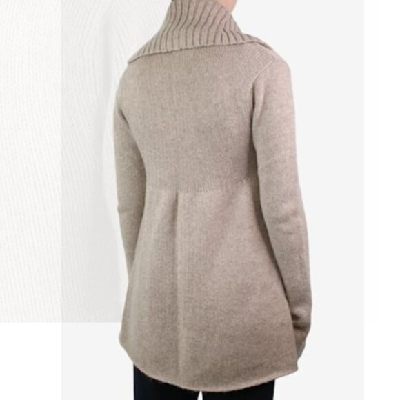 Vince Cashmere Blend Shawl Collar Empire Waist Wrap Cardigan, Tan, Size Medium - Picture 2 of 12